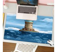 QRFASFZO Tapis de Souris Gaming - 30x80 cm - Tapis de Souris Esports - Ne Glisse jamais - Couverture complète du Bureau - Phare Mouettes Oiseaux Architecture Maritime Récif Poissons sous-Marin