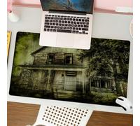QRFASFZO Tapis de Souris Gaming - 30x80 cm - Tapis de Souris Esports - Ne Glisse jamais - Couverture complète du Bureau - Cottages hantés Patch-Work Orange East Side Patch Effrayant