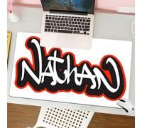 QRFASFZO Tapis de Souris Gaming - 30x80 cm - Tapis de Souris Esports - Ne Glisse jamais - Couverture complète du Bureau - Police Graffiti Nathan. Modèle Hip-hop pour t-Shirt, Autocollant ou Badge.