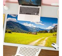 QRFASFZO Tapis de Souris Gaming - 30x80 cm - Tapis de Souris Esports - Ne Glisse jamais - Couverture complète du Bureau - Nature, Alpes juliennes, Montagne, vallée Rurale avec Photos