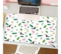 QRFASFZO Tapis de Souris Gaming - 30x80 cm - Tapis de Souris Esports - Ne Glisse jamais - Couverture complète du Bureau - Motif de Faune d'île et de Jungle, Flamants Roses flama1