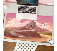 QRFASFZO Tapis de Souris Gaming - 30x80 cm - Tapis de Souris Esports - Ne Glisse jamais - Couverture complète du Bureau - Conte de fées, château de Princesse, Image de Dessin animé sur la Colline ave
