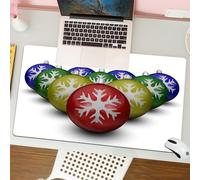 QRFASFZO Tapis de Souris Gaming - 30x80 cm - Tapis de Souris Esports - Ne Glisse jamais - Couverture complète du Bureau - Boules décoratives Arc-en-Ciel avec Flocons de Neige