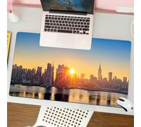 QRFASFZO Tapis de Souris Gaming - 30x80 cm - Tapis de Souris Esports - Ne Glisse jamais - Couverture complète du Bureau - Ville, Lever de Soleil Calme à Midtown Manhattan, États-Unis, NYC Waterfront