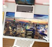 QRFASFZO Tapis de Souris Gaming - 30x80 cm - Tapis de Souris Esports - Ne Glisse jamais - Couverture complète du Bureau - Skyline de New York avec des Gratte-Ciel urbains au Coucher du Soleil.