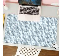 QRFASFZO Tapis de Souris Gaming - 30x80 cm - Tapis de Souris Esports - Ne Glisse jamais - Couverture complète du Bureau - Clé Grecque, Motif mosaïque de Carreaux Bleus et Blancs avec méandres Antique