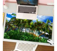 QRFASFZO Tapis de Souris Gaming - 30x80 cm - Tapis de Souris Esports - Ne Glisse jamais - Couverture complète du Bureau - Paradis sur l'île d'Hawaï avec Un Paysage de Ciel Impressionnant