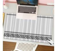 QRFASFZO Tapis de Souris Gaming - 30x80 cm - Tapis de Souris Esports - Ne Glisse jamais - Couverture complète du Bureau - Motifs de méandres harmonieux. Frette ou clé Grecque. Ornement Noir pour Bord