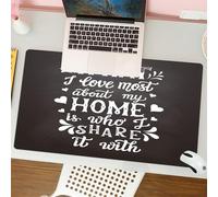 QRFASFZO Tapis de Souris Gaming - 30x80 cm - Tapis de Souris Esports - Ne Glisse jamais - Couverture complète du Bureau - Citation de Calligraphie « Ce Que Je préfère dans ma Maison, C'est avec Qui j