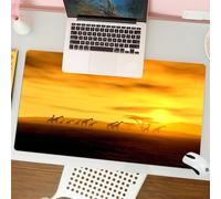 QRFASFZO Tapis de Souris Gaming - 30x80 cm - Tapis de Souris Esports - Ne Glisse jamais - Couverture complète du Bureau - Groupe de girafes Coucher de Soleil Nuages Colorant Ciel et Terre Horizon