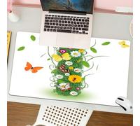 QRFASFZO Tapis de Souris Gaming - 30x80 cm - Tapis de Souris Esports - Ne Glisse jamais - Couverture complète du Bureau - Lettre I, élément de l'alphabet sur Le thème de la Nature, Feuillage Vert, ma