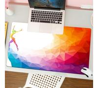 QRFASFZO Tapis de Souris Gaming - 30x80 cm - Tapis de Souris Esports - Ne Glisse jamais - Couverture complète du Bureau - Fond géométrique coloré et Danse, la Vision Artistique de T et du Danseur, co