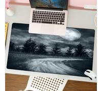 QRFASFZO Tapis de Souris Gaming - 30x80 cm - Tapis de Souris Esports - Ne Glisse jamais - Couverture complète du Bureau - Paysage Effrayant d'halloween avec Une Lune Folle et des Arbres Morts