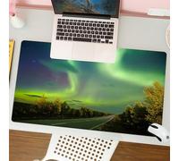 QRFASFZO Tapis de Souris Gaming - 30x80 cm - Tapis de Souris Esports - Ne Glisse jamais - Couverture complète du Bureau - Aurores boréales, autoroute, Rayons Nordiques du Ciel, Image d'atmosphère Sol