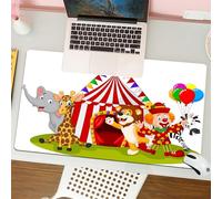 QRFASFZO Tapis de Souris Gaming - 30x80 cm - Tapis de Souris Esports - Ne Glisse jamais - Couverture complète du Bureau - Cirque, Dessin animé, éléphant Devant Une Tente Rouge, Girafe, Lion, zèbre et