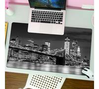 QRFASFZO Tapis de Souris Gaming - 30x80 cm - Tapis de Souris Esports - Ne Glisse jamais - Couverture complète du Bureau - Pont de Brooklyn et Manhattan en soirée, Exposition Touristique et Artistique