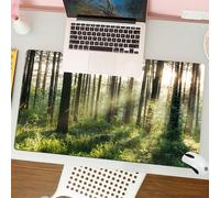 QRFASFZO Tapis de Souris Gaming - 30x80 cm - Tapis de Souris Esports - Ne Glisse jamais - Couverture complète du Bureau - Belle matinée ensoleillée dans Une forêt Verte