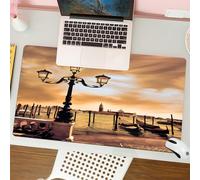 QRFASFZO Tapis de Souris Gaming - 30x80 cm - Tapis de Souris Esports - Ne Glisse jamais - Couverture complète du Bureau - Lagune de Venise. Gondoles amarrées Place Saint-Marc sur Les Grands Canals la