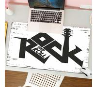 QRFASFZO Tapis de Souris Gaming - 30x80 cm - Tapis de Souris Esports - Ne Glisse jamais - Couverture complète du Bureau - T-Shirt Vintage avec imprimé Grunge et Motif Rock and Roll. Motif Graphique.