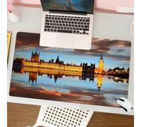 QRFASFZO Tapis de Souris Gaming - 30x80 cm - Tapis de Souris Esports - Ne Glisse jamais - Couverture complète du Bureau - Londres, Magnifique scène de Big Ben Westminster, Nuit nuageuse, Image de la