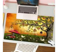QRFASFZO Tapis de Souris Gaming - 30x80 cm - Tapis de Souris Esports - Ne Glisse jamais - Couverture complète du Bureau - Décor Fantastique, forêt des Merveilles avec fées Papillons Elfes