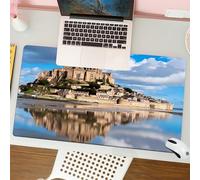 QRFASFZO Tapis de Souris Gaming - 30x80 cm - Tapis de Souris Esports - Ne Glisse jamais - Couverture complète du Bureau - Belles Vues du célèbre château du Mont Saint Michel en Normandie France