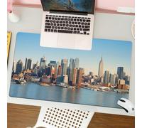QRFASFZO Tapis de Souris Gaming - 30x80 cm - Tapis de Souris Esports - Ne Glisse jamais - Couverture complète du Bureau - Urbain, New York City Skyline sur la rivière Hudson Empire State Building Bat