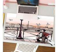 QRFASFZO Tapis de Souris Gaming - 30x80 cm - Tapis de Souris Esports - Ne Glisse jamais - Couverture complète du Bureau - Musique d'un accordéoniste Jouant dans la Rue de Paris Urbain Européen