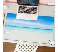 QRFASFZO Tapis de Souris Gaming - 30x80 cm - Tapis de Souris Esports - Ne Glisse jamais - Couverture complète du Bureau - Océan, Plage dans Les Terres Aquatiques Tropicales, mer aux Couleurs cristall