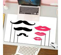 QRFASFZO Tapis de Souris Gaming - 30x80 cm - Tapis de Souris Esports - Ne Glisse jamais - Couverture complète du Bureau - Monsieur Madame, Une Collection de Moustaches et de lèvres pour Hommes et fem