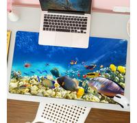 QRFASFZO Tapis de Souris Gaming - 30x80 cm - Tapis de Souris Esports - Ne Glisse jamais - Couverture complète du Bureau - Exposition de biodiversité Marine, Poissons tropicaux de différentes Couleurs