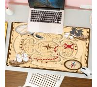 QRFASFZO Tapis de Souris Gaming - 30x80 cm - Tapis de Souris Esports - Ne Glisse jamais - Couverture complète du Bureau - Diagramme de trésor Vintage, Jeu de société à thème avec éléments Nautiques e