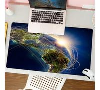 QRFASFZO Tapis de Souris Gaming - 30x80 cm - Tapis de Souris Esports - Ne Glisse jamais - Couverture complète du Bureau - Connectivité Mondiale, la représentation de la Terre est Un rayonnement, symb