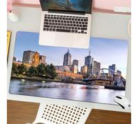 QRFASFZO Tapis de Souris Gaming - 30x80 cm - Tapis de Souris Esports - Ne Glisse jamais - Couverture complète du Bureau - Ville, Melbourne Bâtiments historiques australiens, ponts Modernes au crépusc