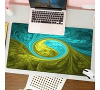 QRFASFZO Tapis de Souris Gaming - 30x80 cm - Tapis de Souris Esports - Ne Glisse jamais - Couverture complète du Bureau - Art Fractal Abstrait avec Yin, Images fractales dynamiques de Turquoise et de