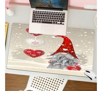 QRFASFZO Tapis de Souris Gaming - 30x80 cm - Tapis de Souris Esports - Ne Glisse jamais - Couverture complète du Bureau - Nain d'hiver Festif, Joyeux GNOME sur Chapeau Rouge Tenant Un cœur entouré de