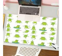 QRFASFZO Tapis de Souris Gaming - 30x80 cm - Tapis de Souris Esports - Ne Glisse jamais - Couverture complète du Bureau - Une Jolie Grenouille Verte Montre différentes Actions sur Un Fond Blanc simpl
