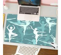 QRFASFZO Tapis de Souris Gaming - 30x80 cm - Tapis de Souris Esports - Ne Glisse jamais - Couverture complète du Bureau - Motif de Contour de Danseuse de Ballet, Motif répétitif de Ballerine, arrière
