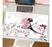 QRFASFZO Tapis de Souris Gaming - 30x80 cm - Tapis de Souris Esports - Ne Glisse jamais - Couverture complète du Bureau - Un Conte de fées aux Silhouettes Sombres avec des Costumes Floraux colorés en