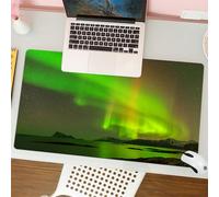 QRFASFZO Tapis de Souris Gaming - 30x80 cm - Tapis de Souris Esports - Ne Glisse jamais - Couverture complète du Bureau - Aurores boréales, Ciel Magique et Univers enchanté avec Reflets, Paysage Calm