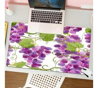 QRFASFZO Tapis de Souris Gaming - 30x80 cm - Tapis de Souris Esports - Ne Glisse jamais - Couverture complète du Bureau - Vigne. Raisin Frais dessiné à la Main avec des Feuilles Vertes.