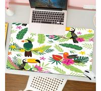 QRFASFZO Tapis de Souris Gaming - 30x80 cm - Tapis de Souris Esports - Ne Glisse jamais - Couverture complète du Bureau - Perroquet, Jungle Tropicale insulaire avec Flore et Faune, Oiseau Toucan avec