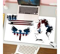 QRFASFZO Tapis de Souris Gaming - 30x80 cm - Tapis de Souris Esports - Ne Glisse jamais - Couverture complète du Bureau - Décoration du Drapeau américain et de la Statue de la Liberté