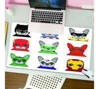 QRFASFZO Tapis de Souris Gaming - 30x80 cm - Tapis de Souris Esports - Ne Glisse jamais - Couverture complète du Bureau - Bouledogue français Super-héros, série de Dessins animés de bouledogues franç
