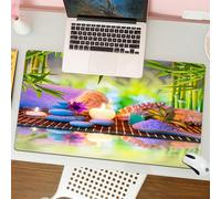 QRFASFZO Tapis de Souris Gaming - 30x80 cm - Tapis de Souris Esports - Ne Glisse jamais - Couverture complète du Bureau - Salle de Bain avec Serviette, Pierre, Bougie et Galets Bleus, Bougie et refle