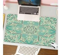 QRFASFZO Tapis de Souris Gaming - 30x80 cm - Tapis de Souris Esports - Ne Glisse jamais - Couverture complète du Bureau - Turquoise, Arabe, Islamique, Persan, Empire Ottoman, Motif, Turc, Iran, Race,