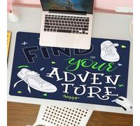 QRFASFZO Tapis de Souris Gaming - 30x80 cm - Tapis de Souris Esports - Ne Glisse jamais - Couverture complète du Bureau - Aventure, Design Jeunesse Trouvez Votre Aventure Citation Éléments de forêt e