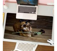 QRFASFZO Tapis de Souris Gaming - 30x80 cm - Tapis de Souris Esports - Ne Glisse jamais - Couverture complète du Bureau - Décor Gothique, Nature Morte crâne et périodes de Roses avec Un Scorpion sur