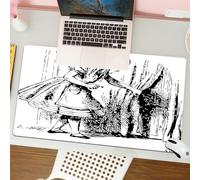 QRFASFZO Tapis de Souris Gaming - 30x80 cm - Tapis de Souris Esports - Ne Glisse jamais - Couverture complète du Bureau - Alice au Pays des Merveilles, Alice en Noir et Blanc regardant à Travers Les