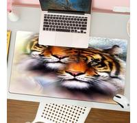 QRFASFZO Tapis de Souris Gaming - 30x80 cm - Tapis de Souris Esports - Ne Glisse jamais - Couverture complète du Bureau - Tigre majestueux avec de Magnifiques Doubles Portraits, Tigre dans l'art, tig